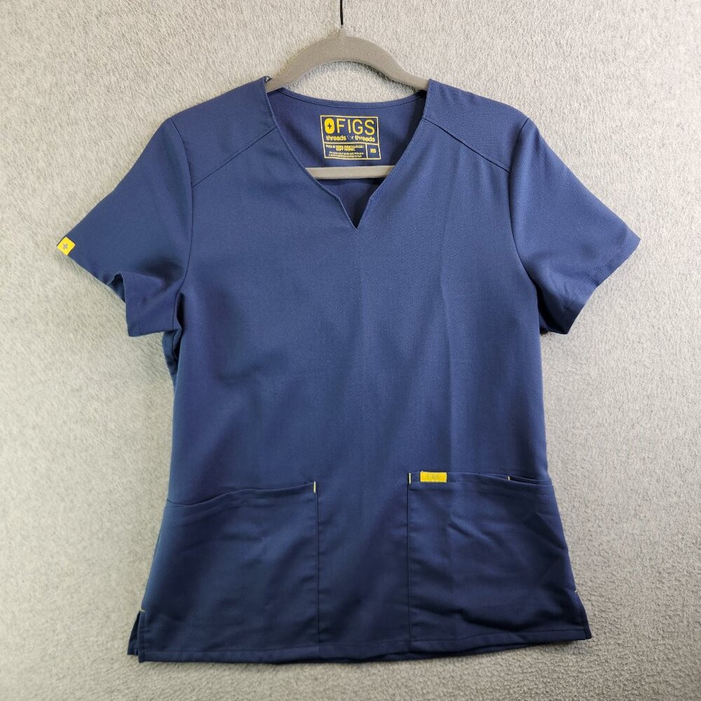 Figs Scrub Top Womens XS Gray Slip Pockets Slim Fit Nurse Scrubs Vet